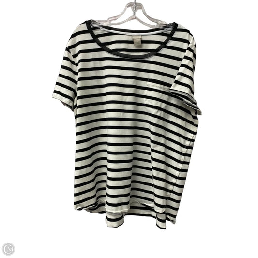 Top Short Sleeve By Chicos In Black & White, Size: Xl
