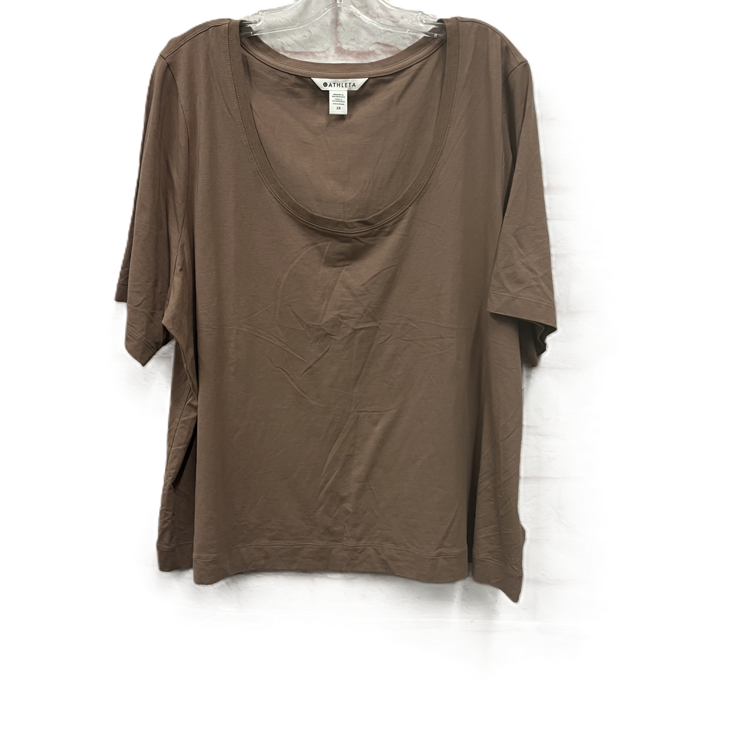 Athletic Top Short Sleeve By Athleta In Brown, Size: 2x