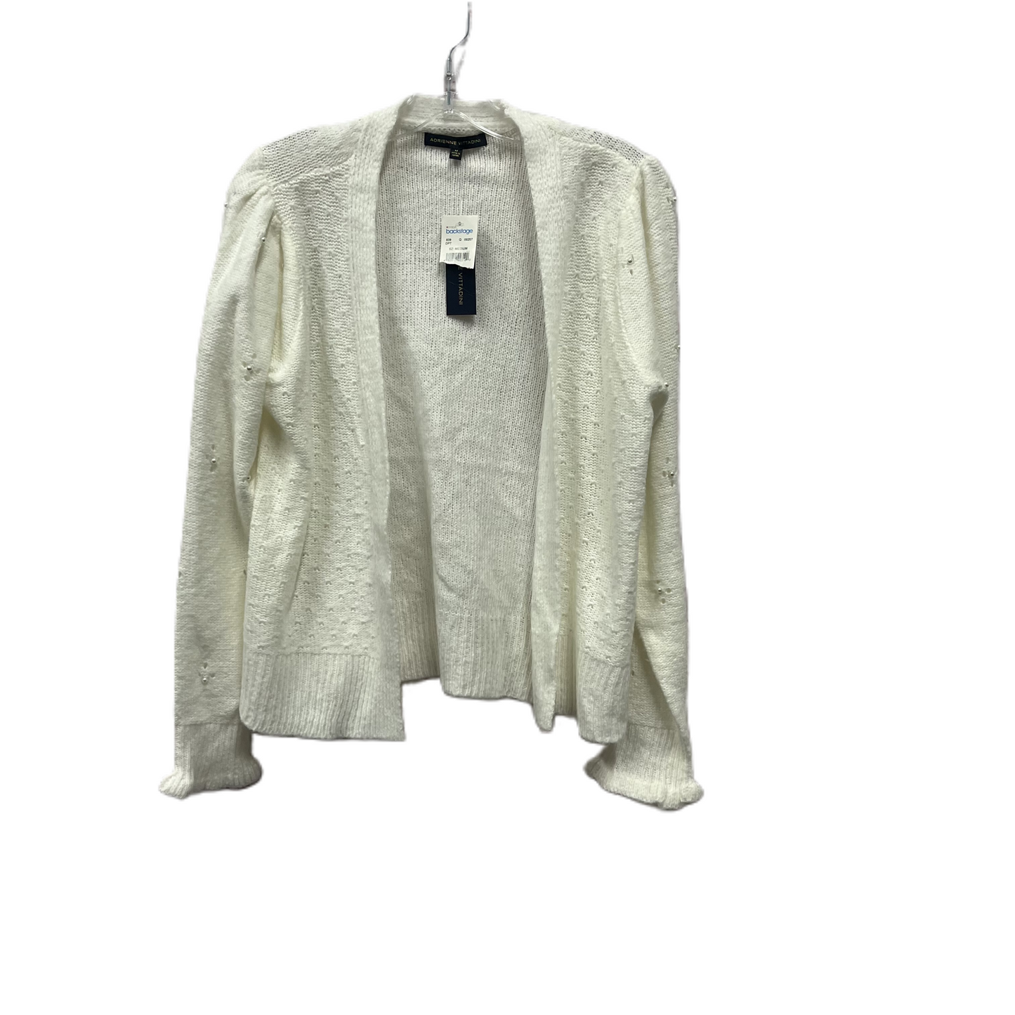 Sweater Cardigan By Adrienne Vittadini In Ivory, Size: M