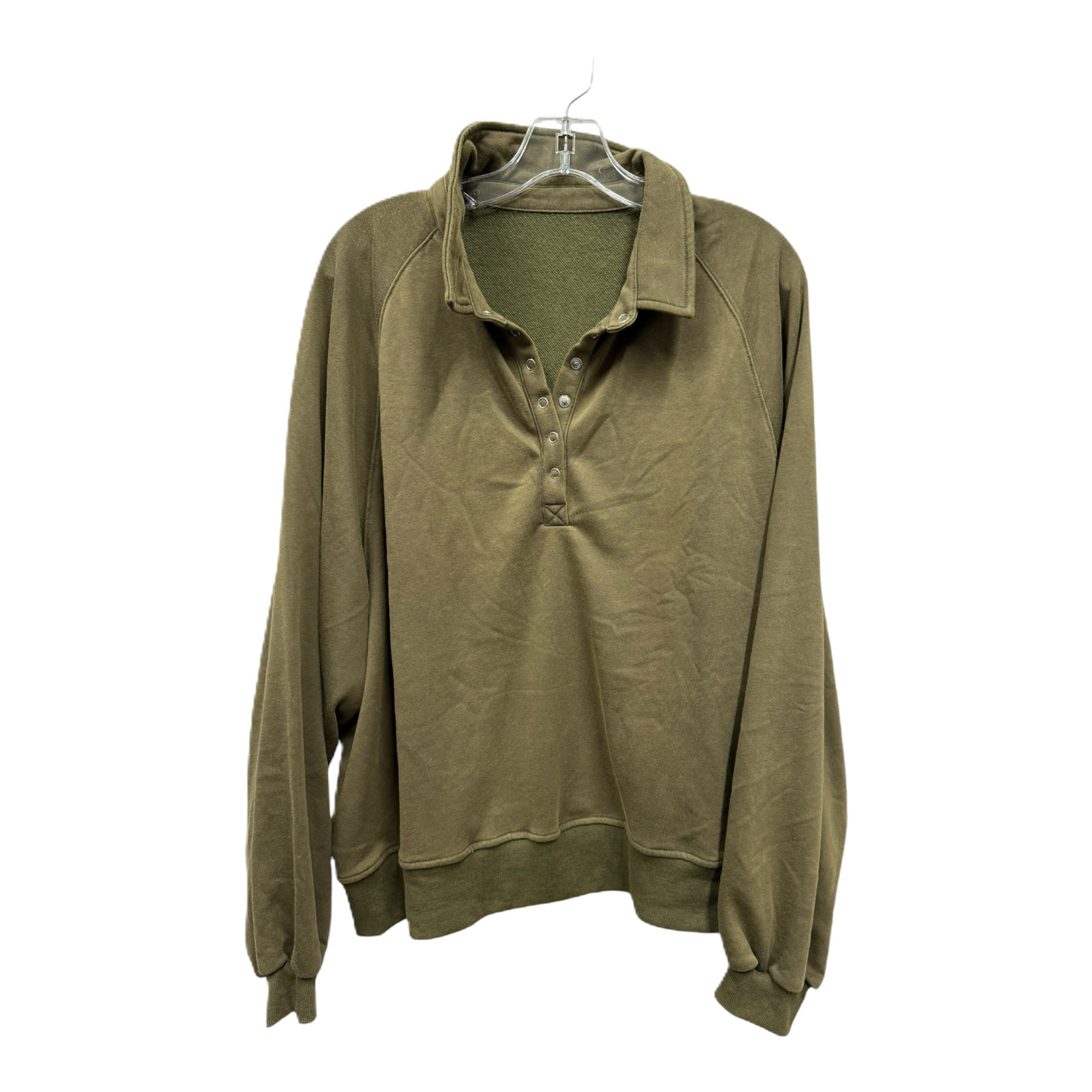 Sweatshirt Collar  In Green, Size: 2x