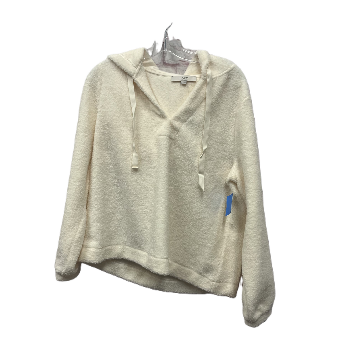 Sweatshirt Hoodie By Loft In Ivory, Size: L