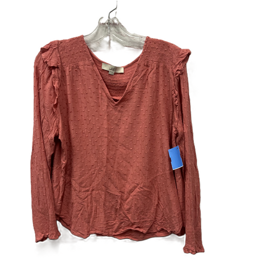 Top Long Sleeve By Loft In Pink, Size: L