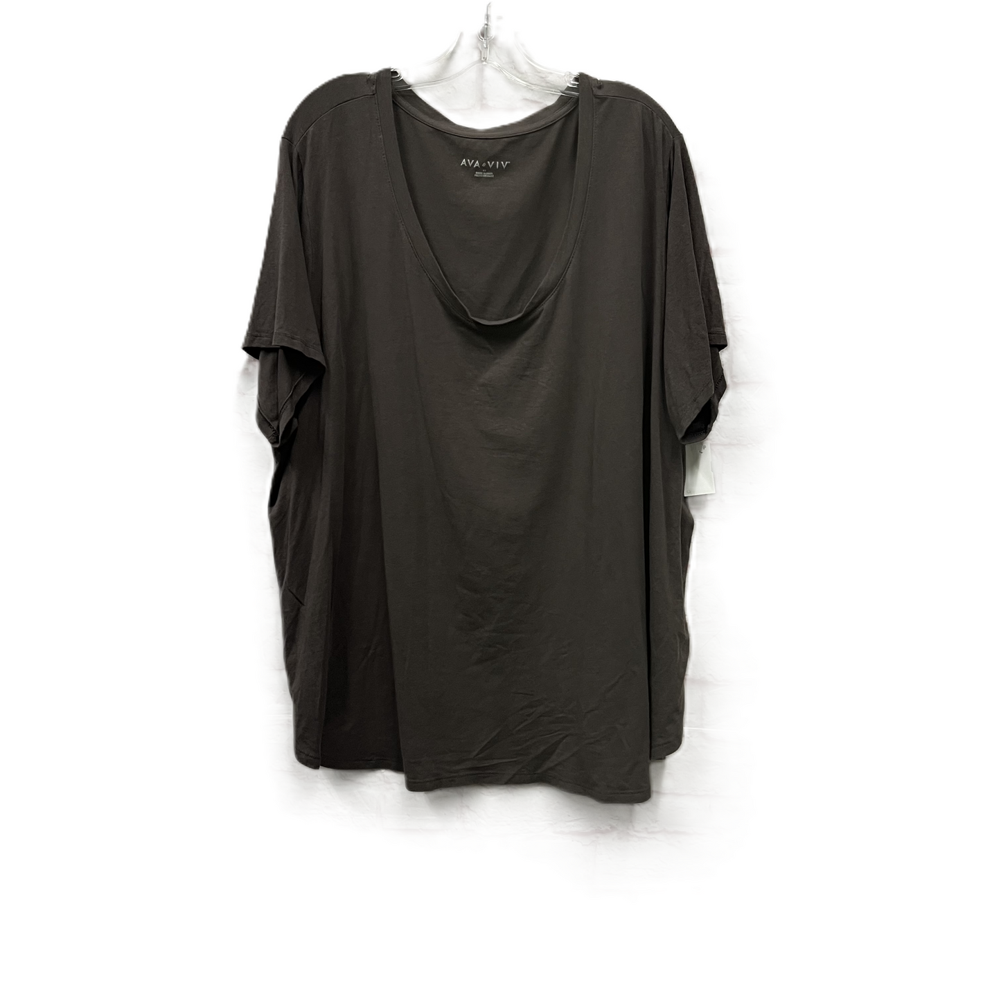 Top Short Sleeve Basic By Ava & Viv In Brown, Size: 4x