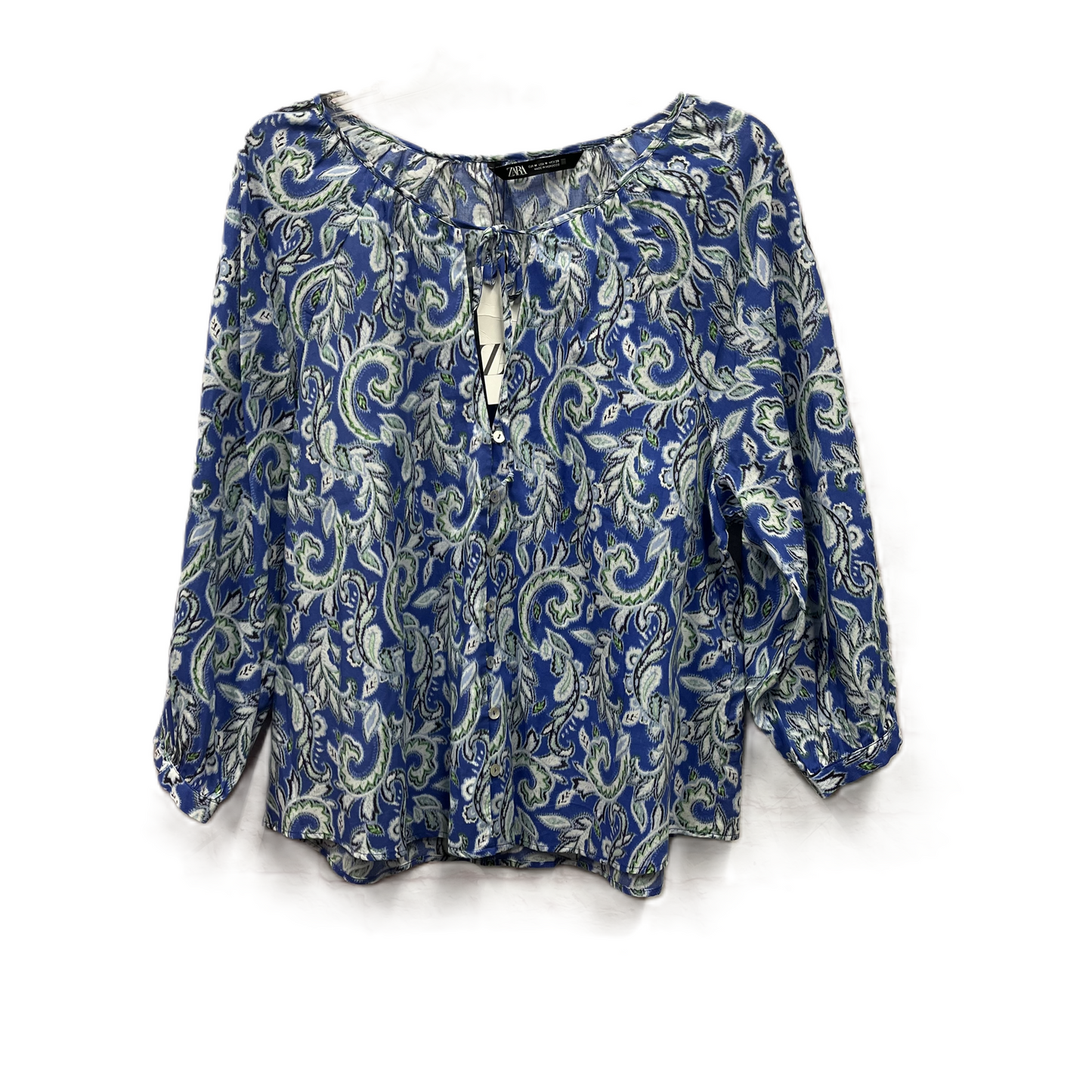 Top Long Sleeve By Zara In Blue, Size: M