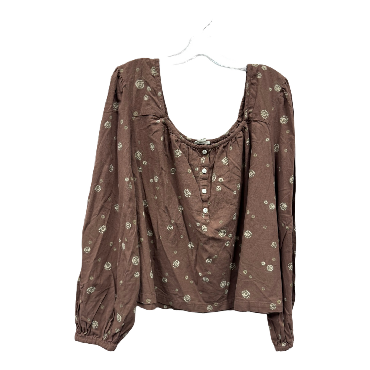 Brown Top Long Sleeve By Ana, Size: 1x