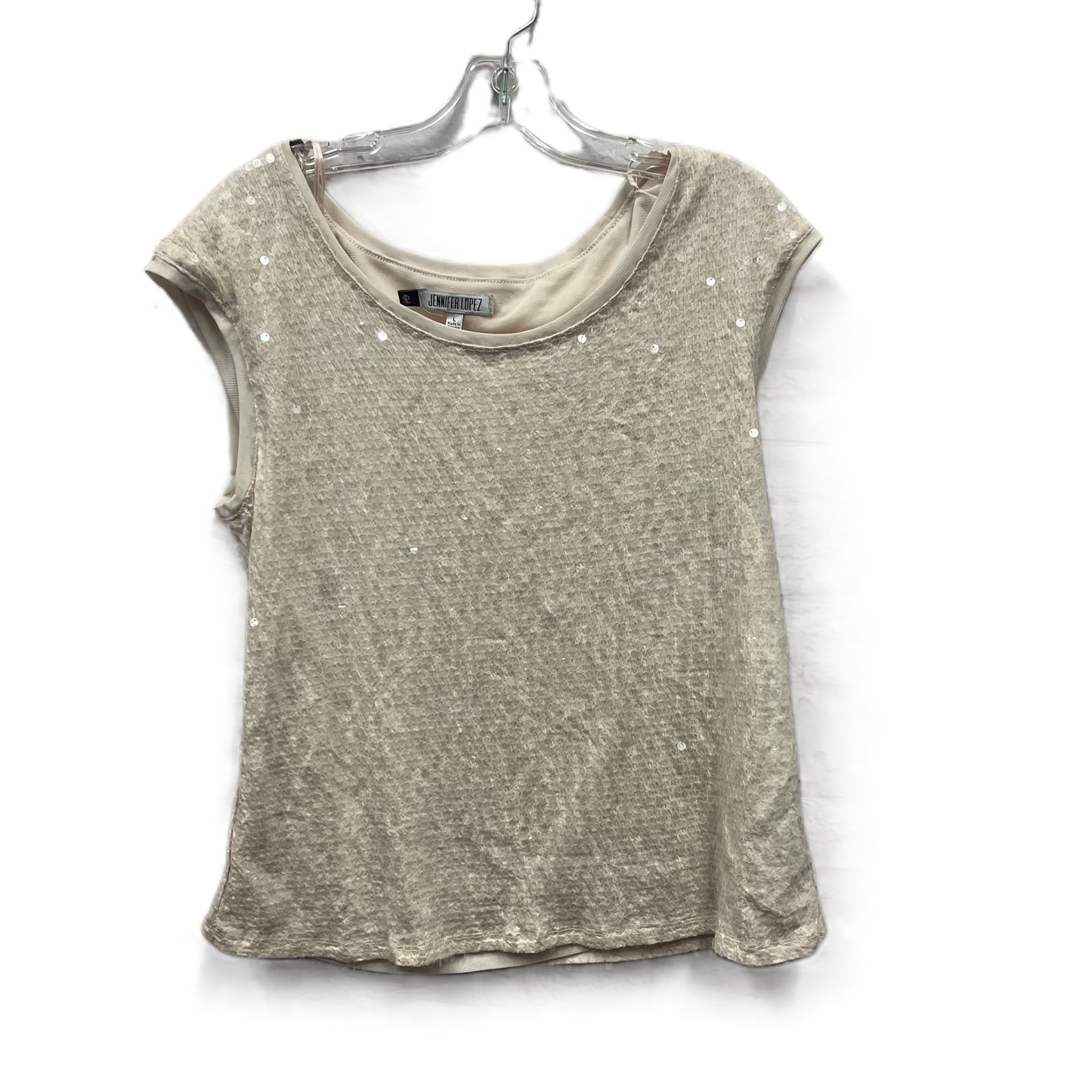 Top Short Sleeve By Jennifer Lopez In Cream, Size: L