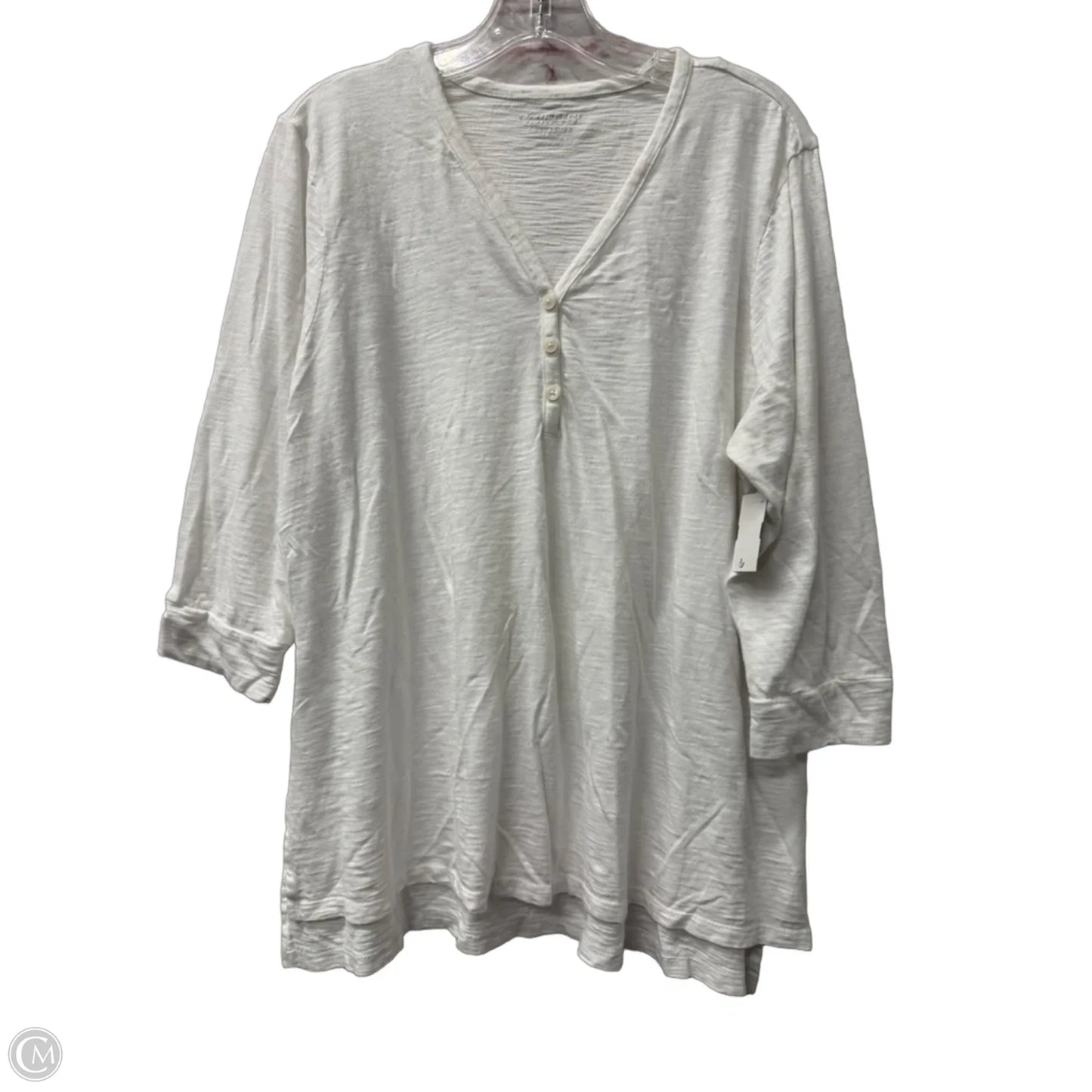 Top Short Sleeve By Chicos In White, Size: Xl