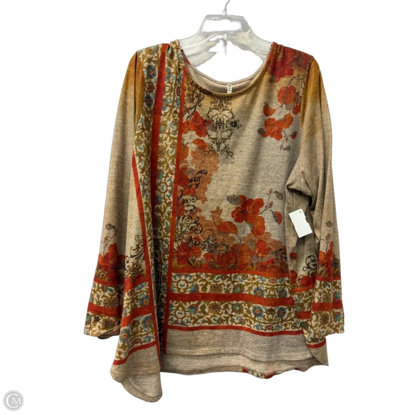 Top Long Sleeve By Leo And Nicole In Tan, Size: 3x