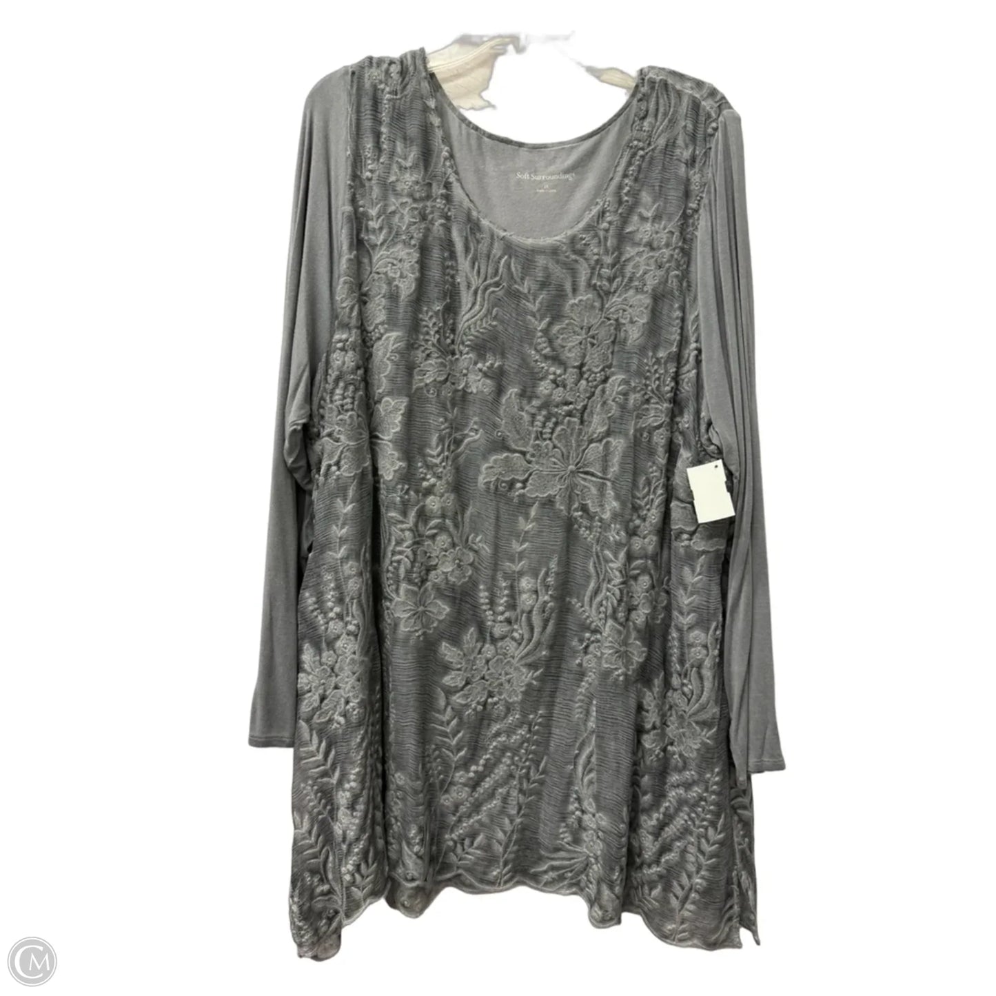 Top Long Sleeve By Soft Surroundings In Grey, Size: 2x
