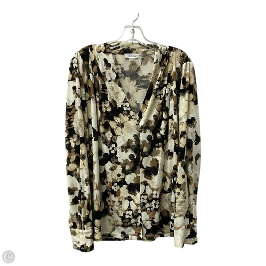 Top Long Sleeve By Calvin Klein In Ivory, Size: Xl