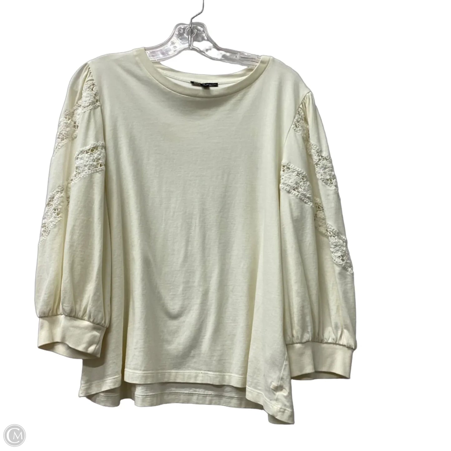 Top 3/4 Sleeve By J. Crew In Ivory, Size: L