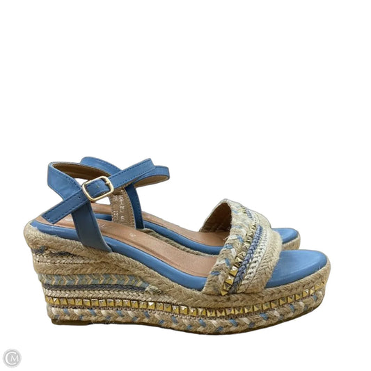 Shoes Heels Wedge By Spring Step In Blue, Size: 9.5
