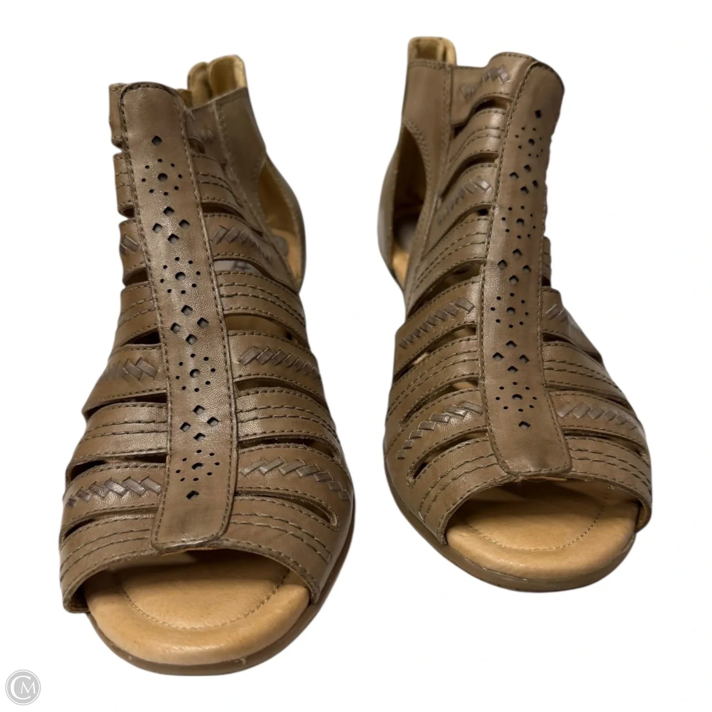 Sandals Heels Kitten By Earth In Taupe, Size: 9.5