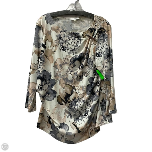 Top Long Sleeve By Calvin Klein In Tan & White, Size: Xl