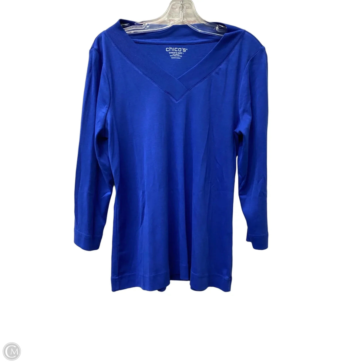 Top Long Sleeve Basic By Chicos In Blue, Size: M