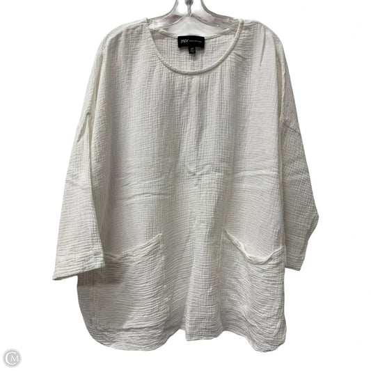Top 3/4 Sleeve By Jones New York In White, Size: 2x