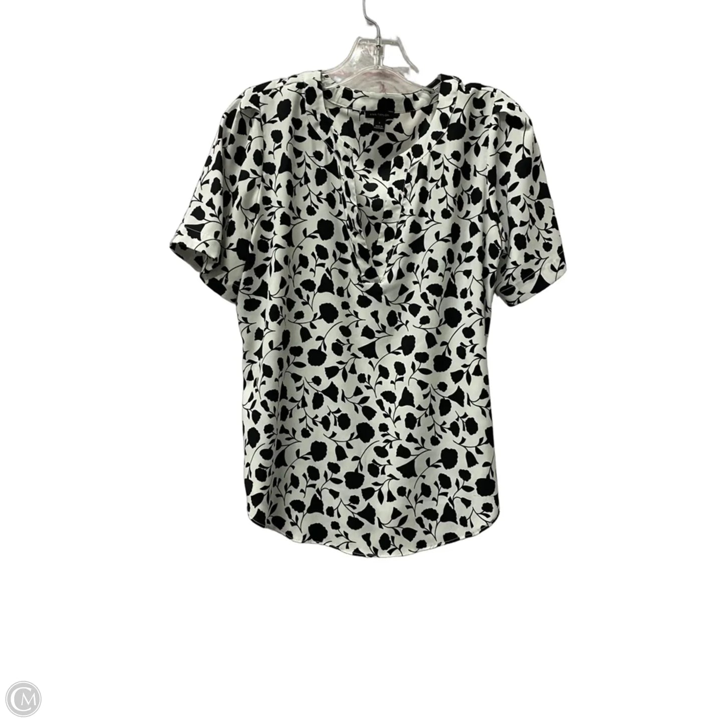 Top Short Sleeve By Ann Taylor In Black & White, Size: S