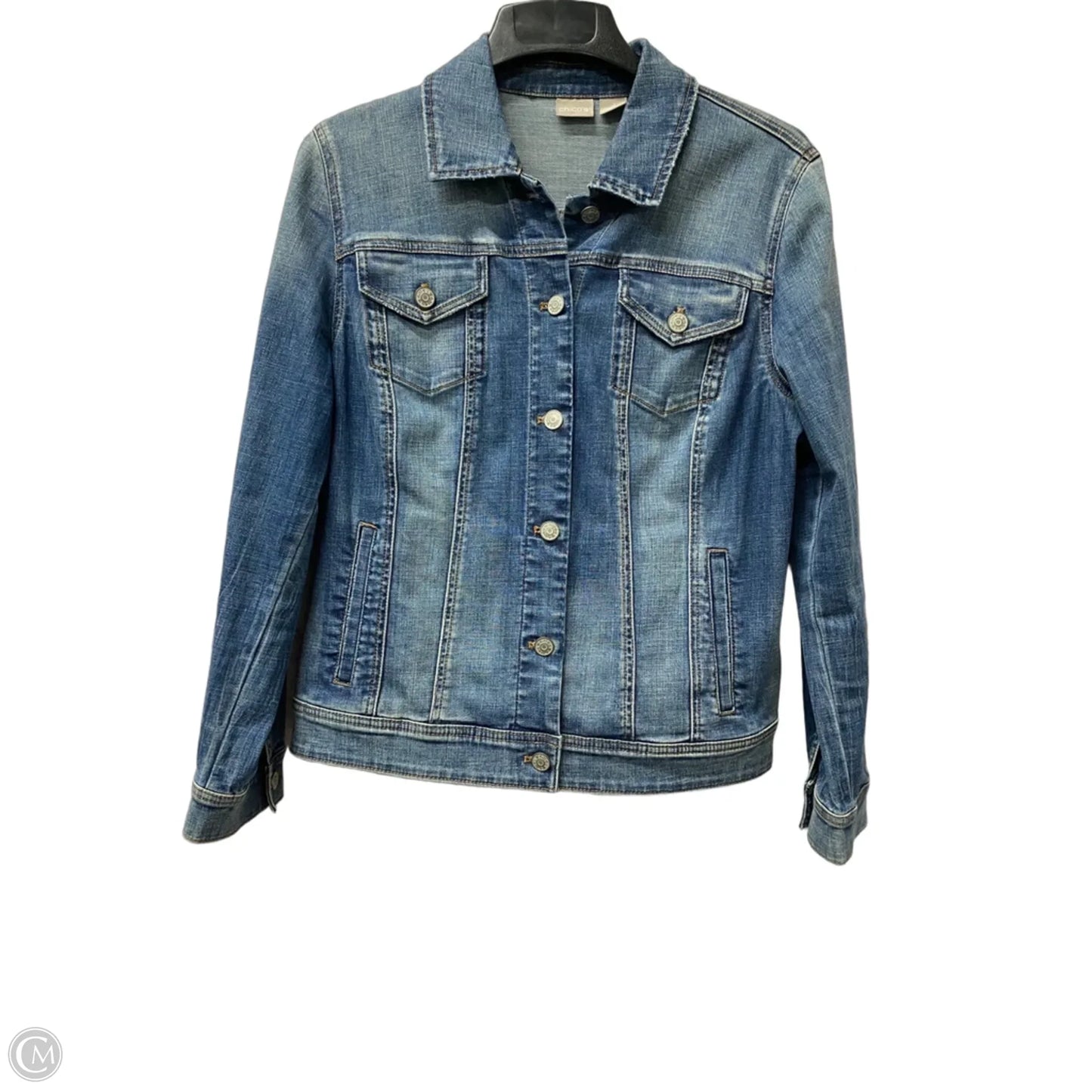 Jacket Denim By Chicos In Blue Denim, Size: L