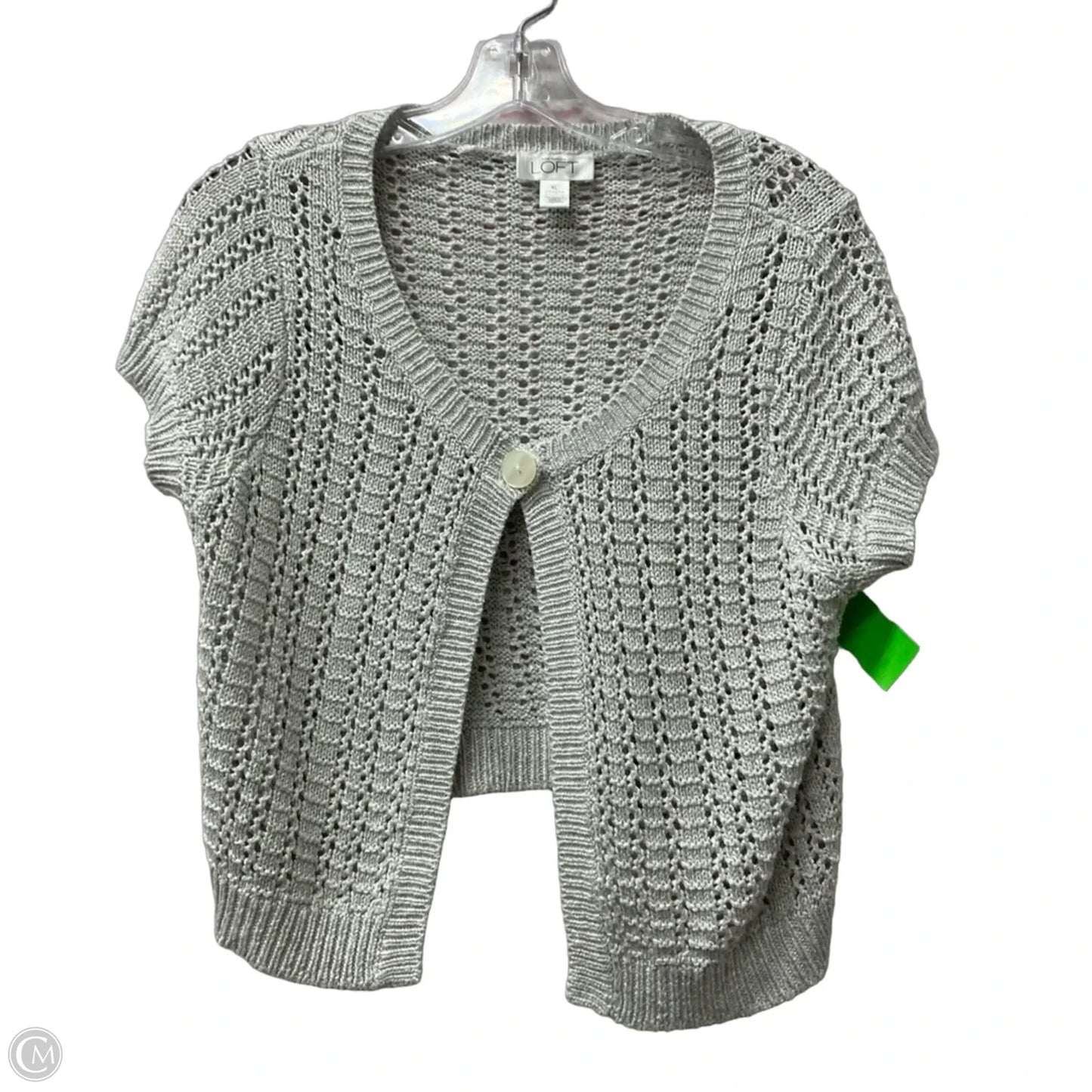 Top Short Sleeve By Loft In Grey, Size: Xl