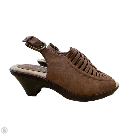 Sandals Heels Wedge By Easy Street In Tan, Size: 8.5