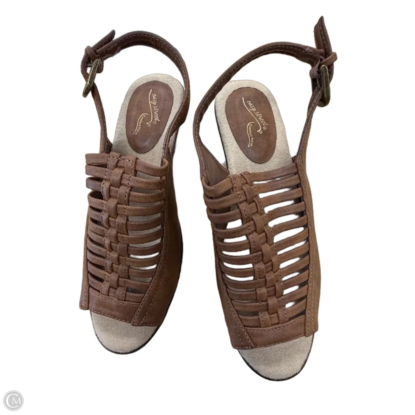 Sandals Heels Wedge By Easy Street In Tan, Size: 8.5