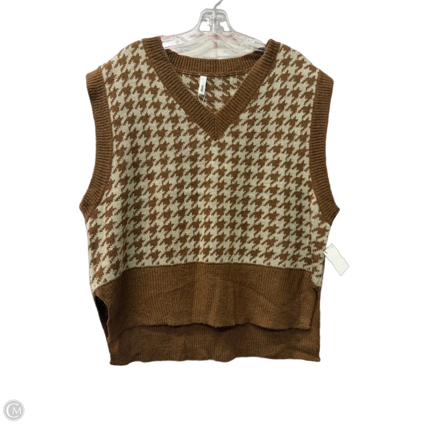 Sweater Short Sleeve By Glam In Brown, Size: L