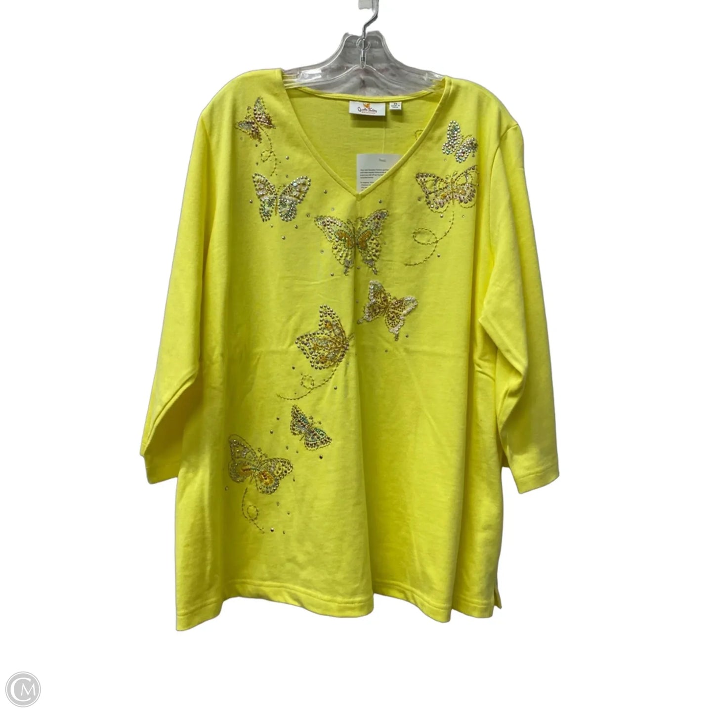 Top Long Sleeve By Quaker Factory In Yellow, Size: 2x