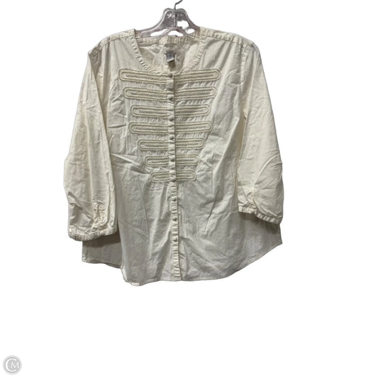 Top Long Sleeve By Chicos In Cream, Size: Xl