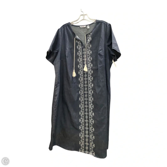 Dress Casual Midi By D&co. In Blue, Size: 1x