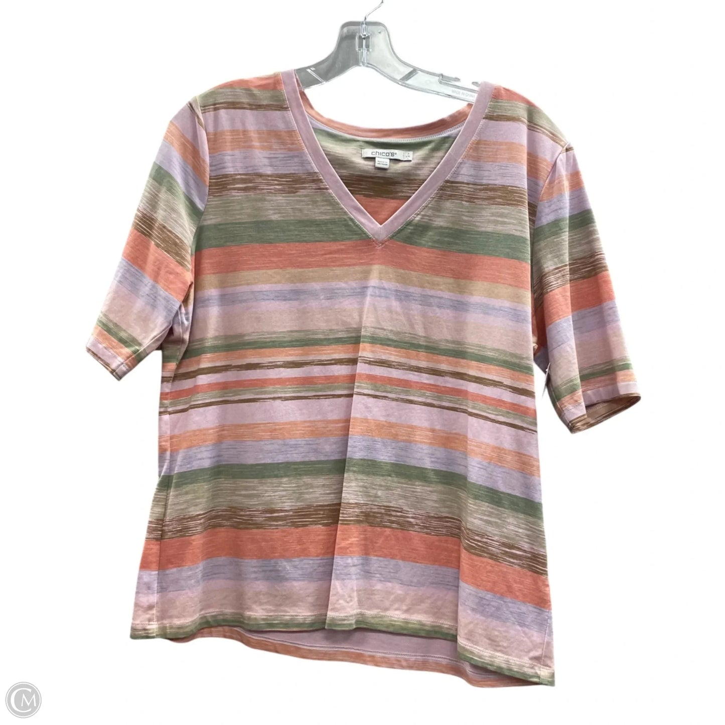 Top Short Sleeve By Chicos In Pink, Size: L