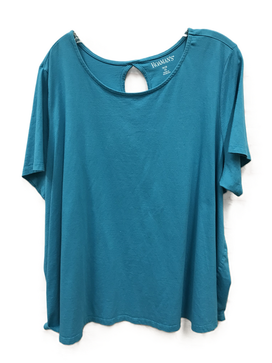 Blue Top Short Sleeve By Roamans, Size: 2x