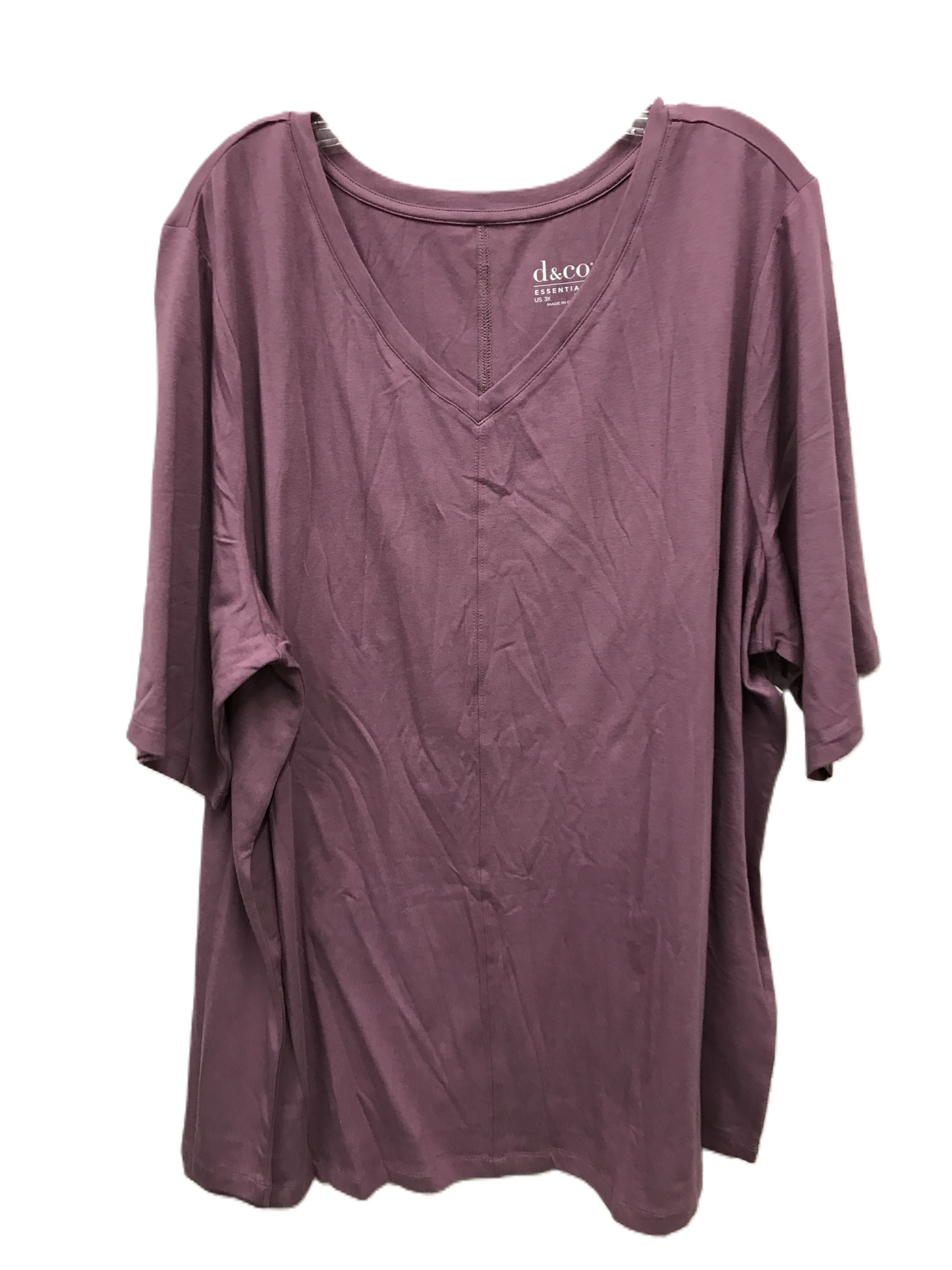 Purple Top Short Sleeve Basic By Denim And Co Qvc, Size: 3x