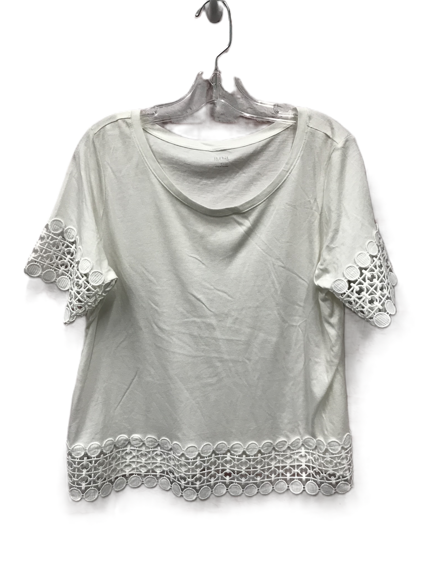 White Top Short Sleeve By Ana, Size: L