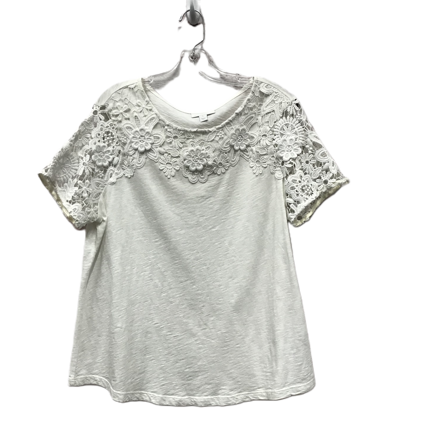 White Top Short Sleeve By Charter Club, Size: L