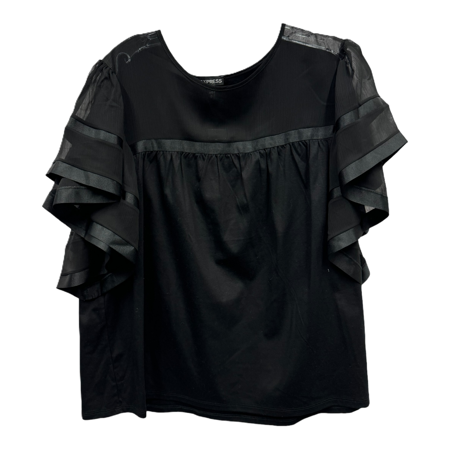 Black Top Short Sleeve By Express, Size: Xl