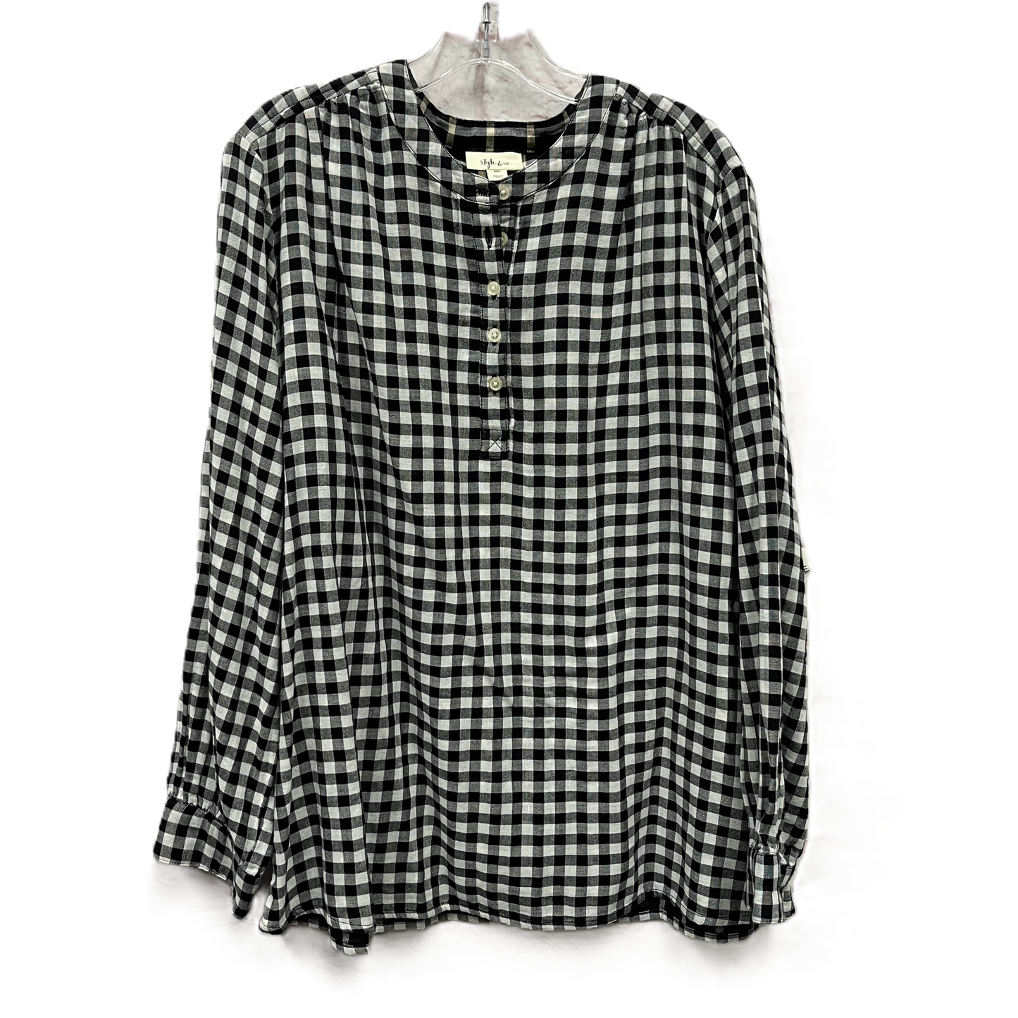 Top Long Sleeve By Style And Company In Black & White, Size: 1x