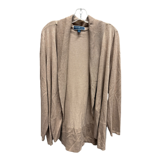 Sweater Cardigan By Karen Scott In Tan, Size: 1x