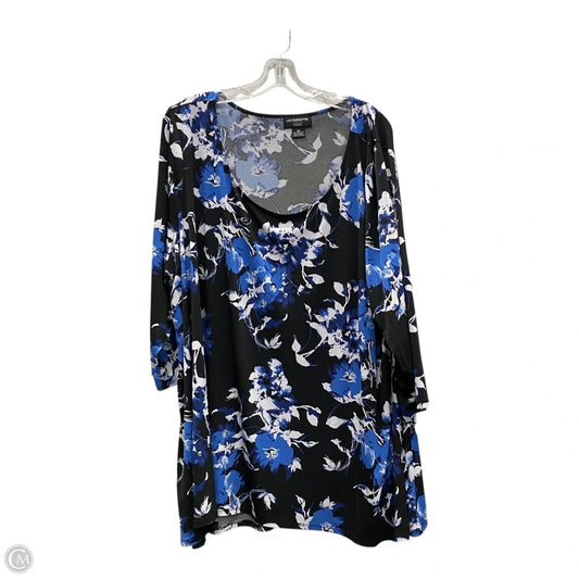 Top Long Sleeve By Liz Claiborne In Black & Blue, Size: 3x