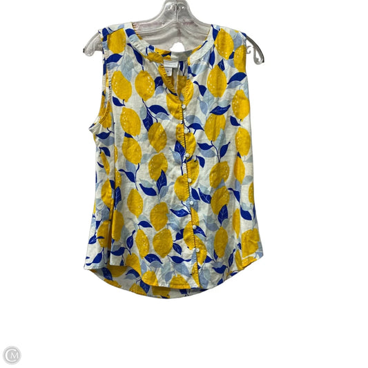 Top Sleeveless By Liz Claiborne In Blue & Yellow, Size: M