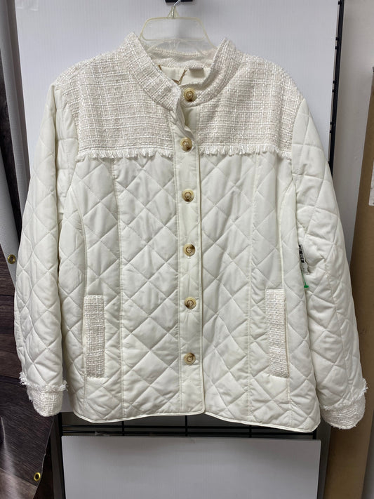 Jacket Puffer & Quilted By Chicos In White, Size: 4