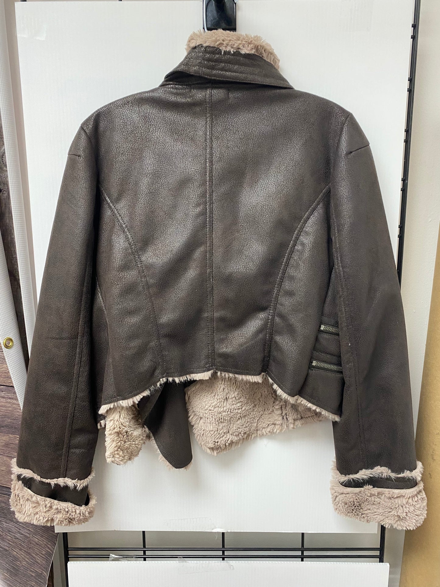 Coat Leather By Jennifer Lopez In Brown, Size: L