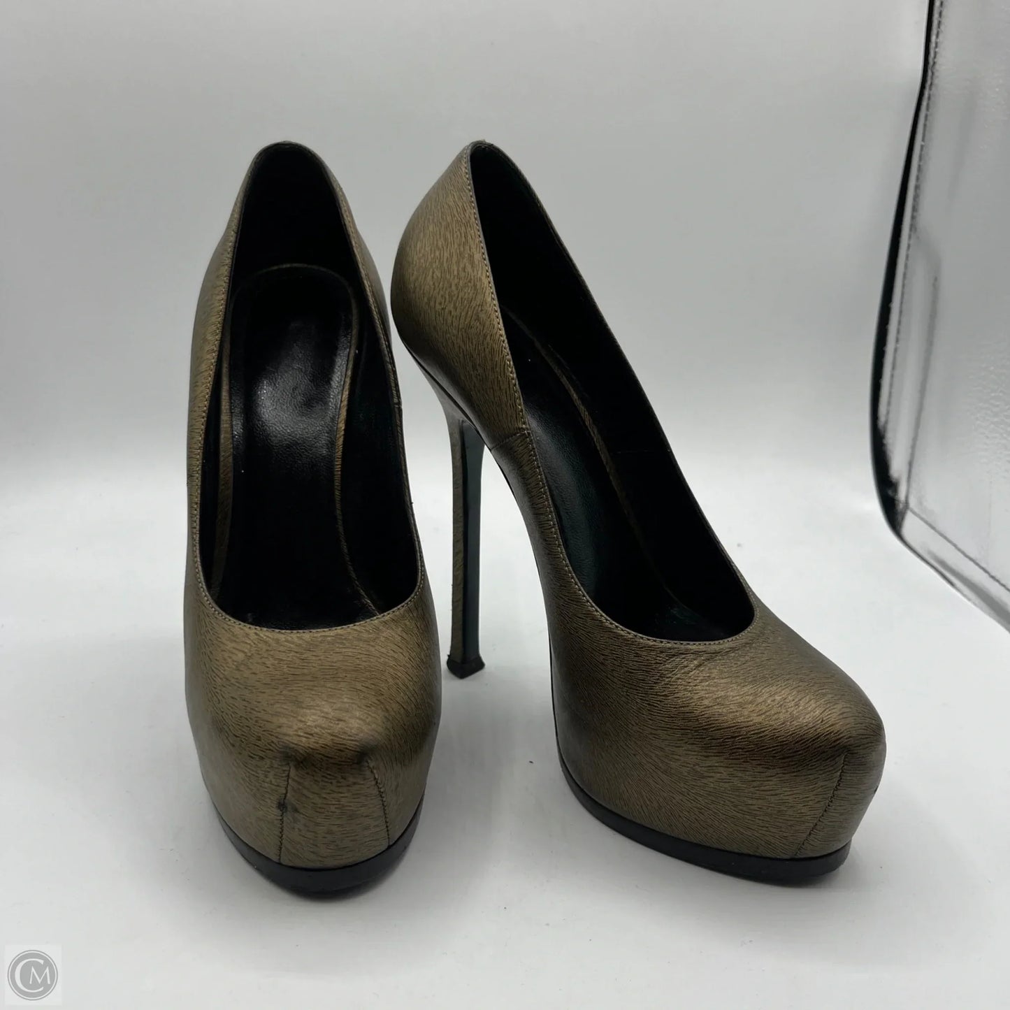 Shoes Luxury Designer By Yves Saint Laurent In Bronze, Size: 7