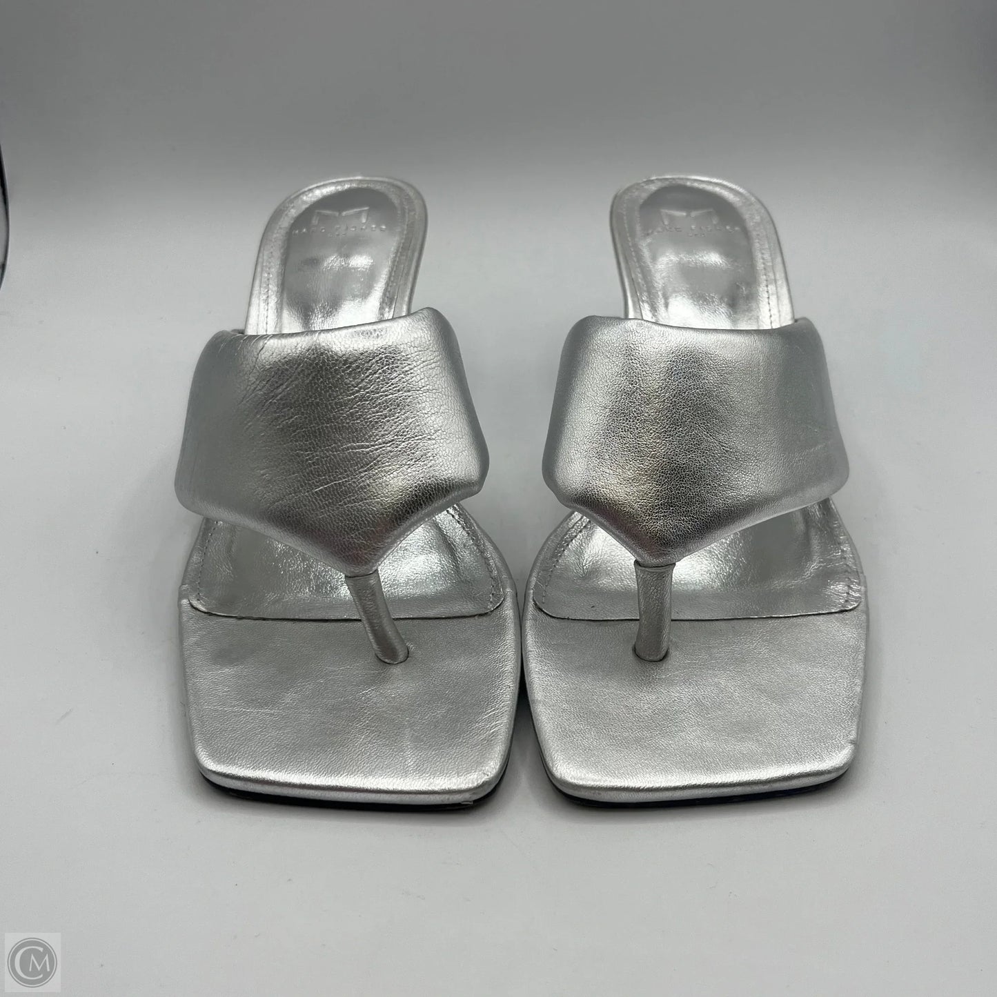 Sandals Heels Kitten By Marc Fisher In Silver, Size: 8.5