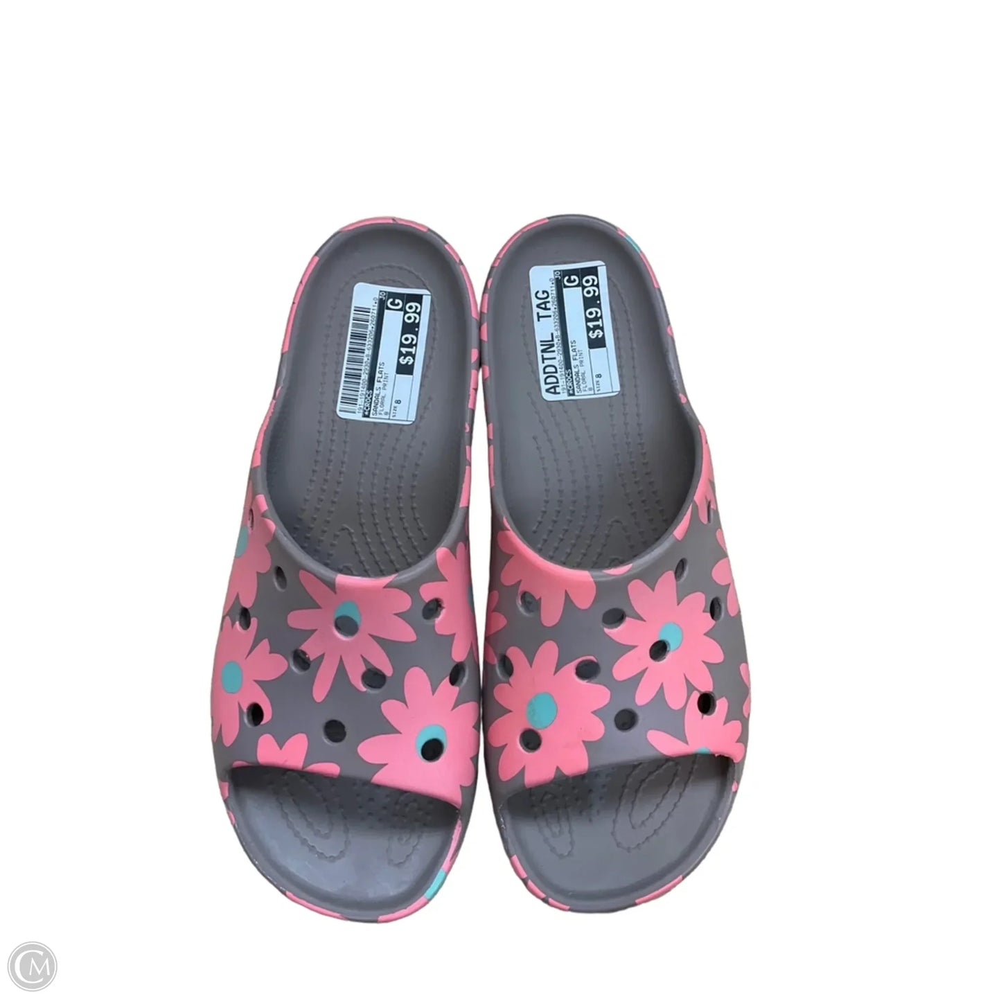 Sandals Flats By Crocs In Floral Print, Size: 8