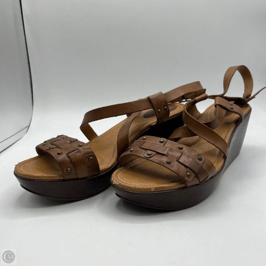 Shoes Heels Wedge By Fossil In Brown, Size: 9