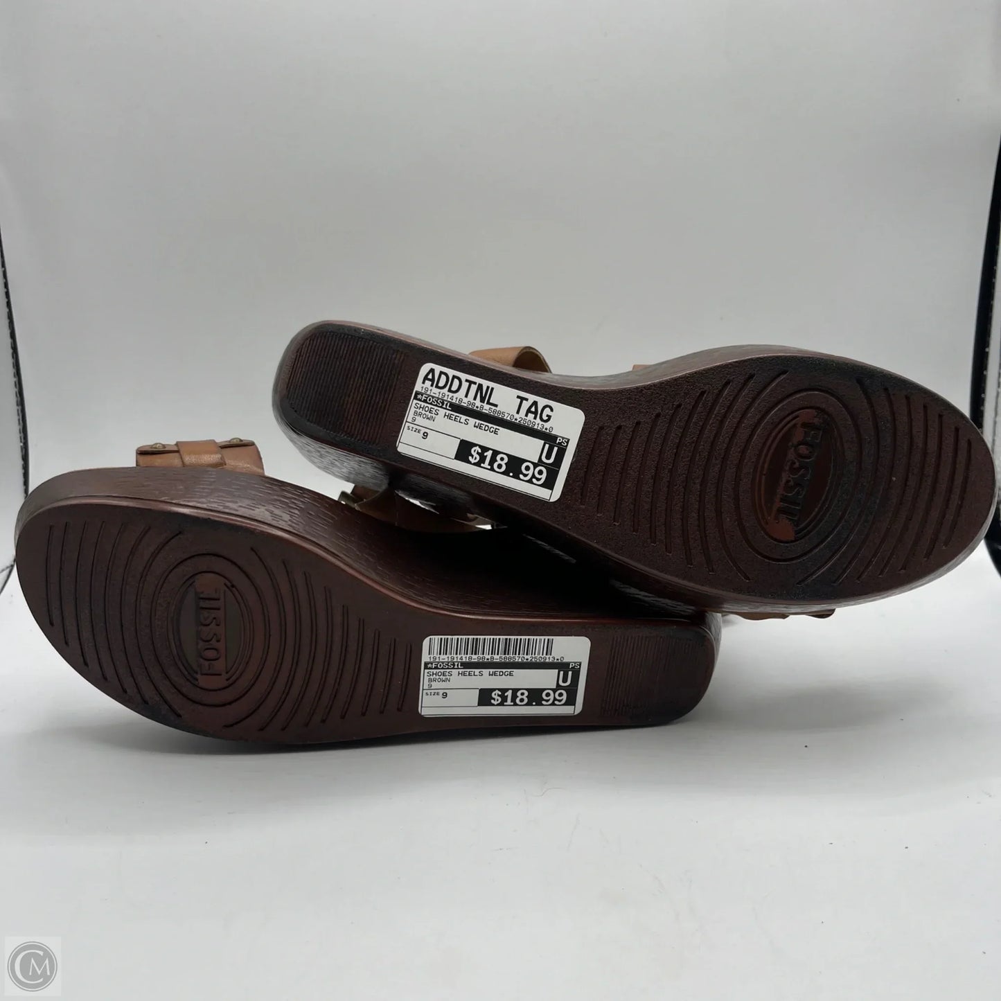 Shoes Heels Wedge By Fossil In Brown, Size: 9