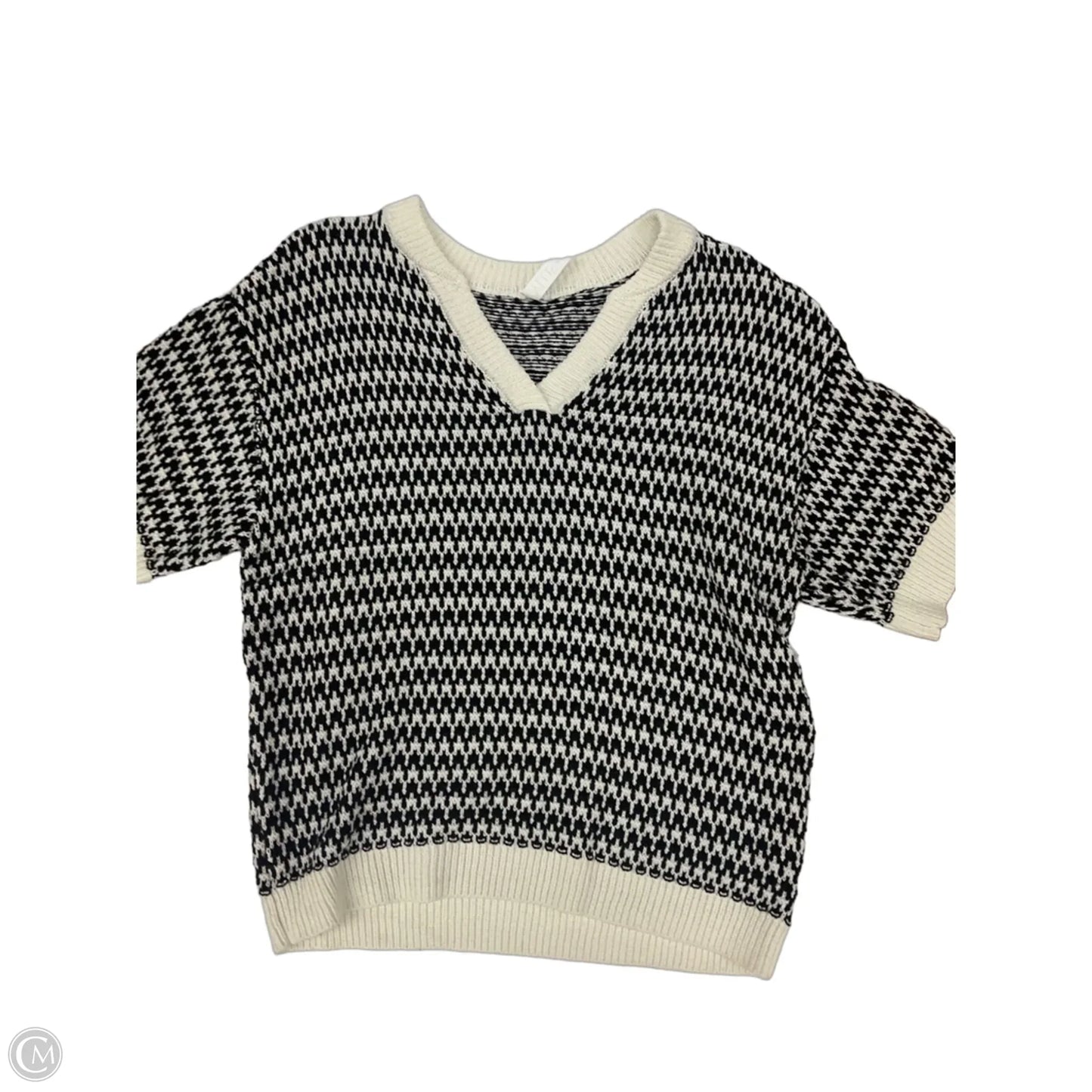 Sweater Short Sleeve By Stylus In Black & White, Size: M
