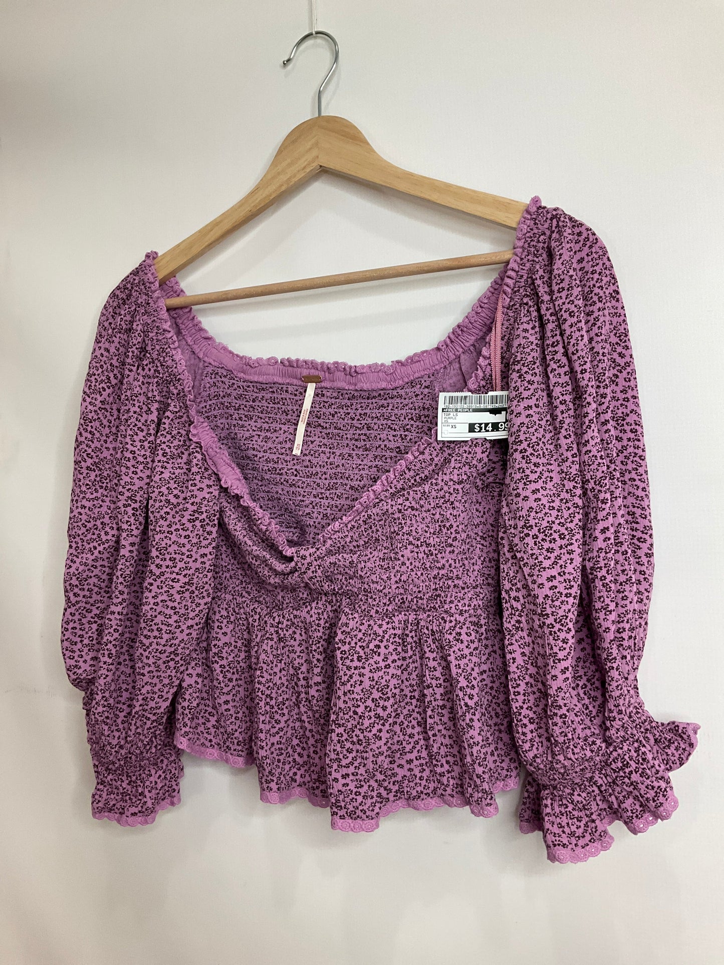 Purple Top Long Sleeve Free People, Size Xs