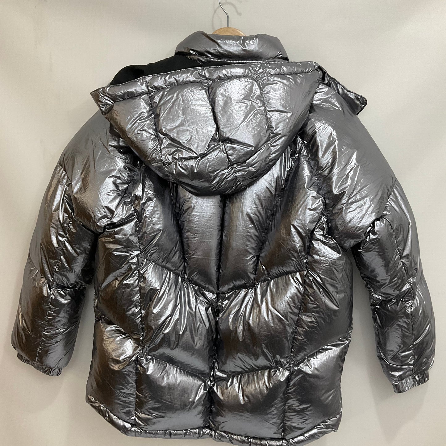 Coat Puffer & Quilted By Top Shop In Silver, Size: 2