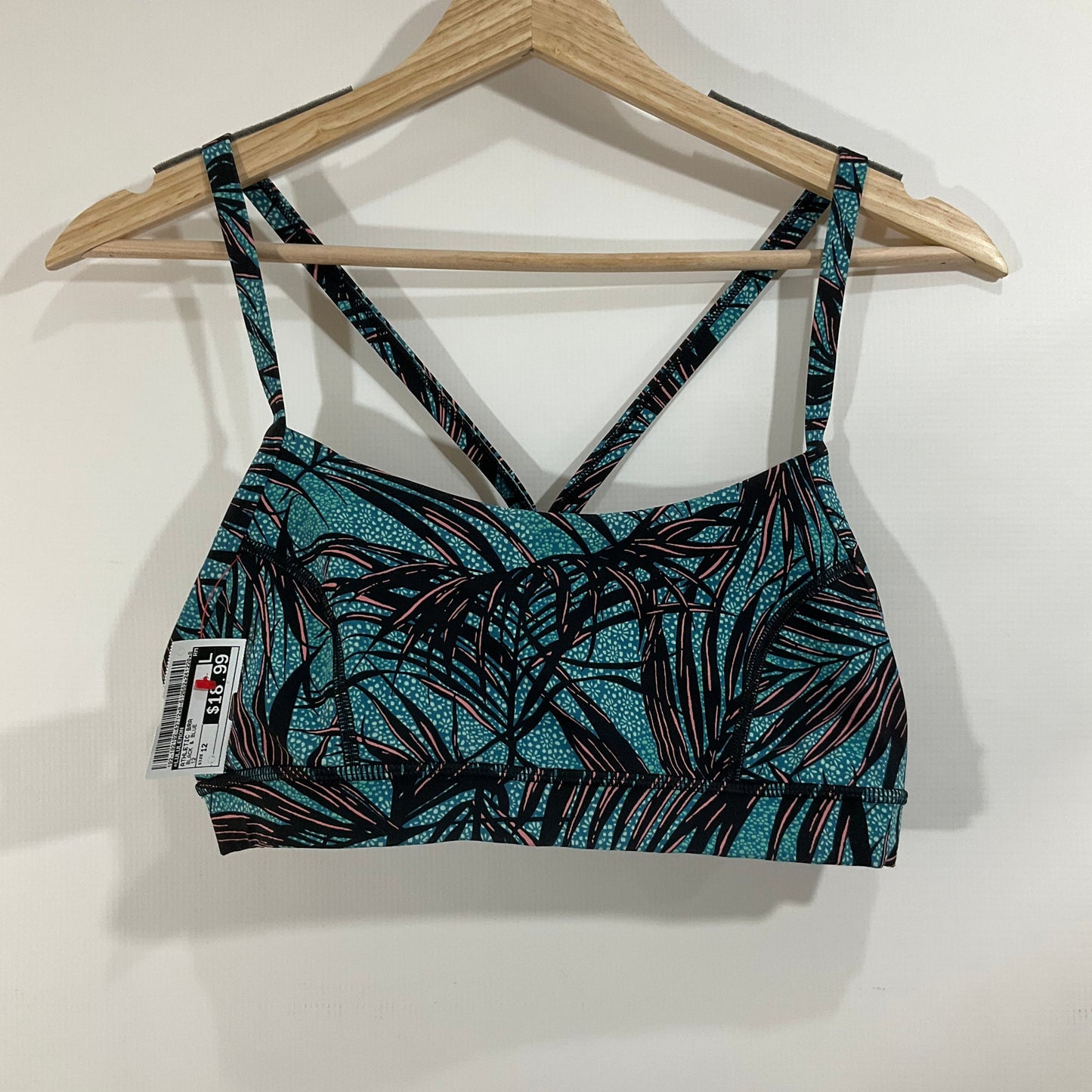 Athletic Bra By Lululemon In Black & Blue, Size: 12